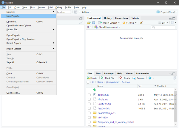 Starting a New R Project