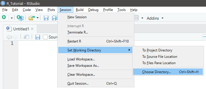 Set Working Direcory using Menus